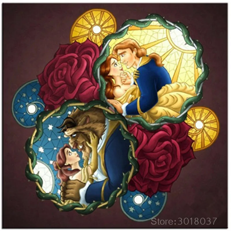 

Diy Diamond Painting Cross Stitch Prince & Princess Fairy Tale Needlework Diamond Embroidery Full Round Mosaic Decoration Resin