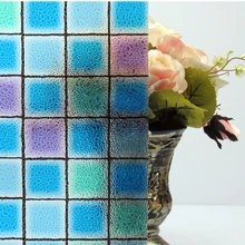 45 см 3D без клея статическая стеклянная пленка цветные квадраты для раздвижных дверей и окон решетки бумага красочные толще креативная пленка для творчества