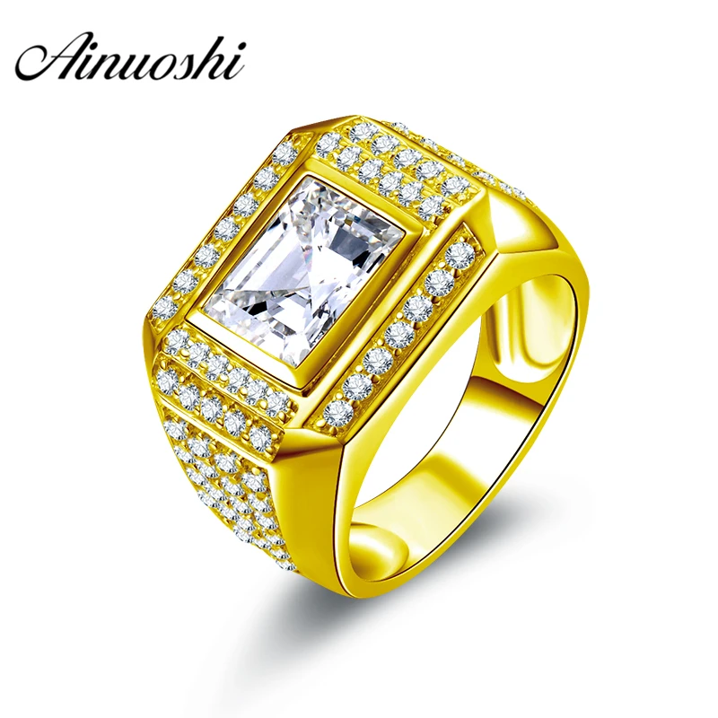 AINUOSHI Роскошная 14K массивная, желтая, Золотая широкая Обручальная лента кольцо с плоским верхом гнездовая оправа прямоугольной формы CZ обруч... AINUOSHI Роскошная 14K массивная, желтая, Золотая широкая Обручальная лента кольцо с плоским верхом гнездовая оправа прямоугольной формы CZ обруч...