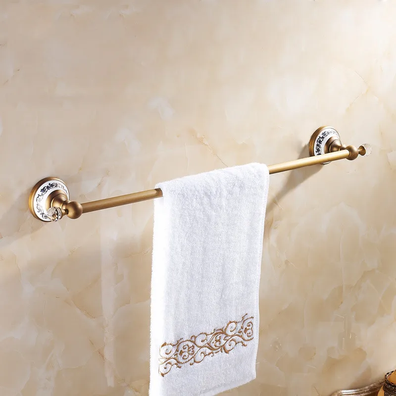 Польский латунный держатель для полотенец хромированное полотенце рельс керамический Кристалл полотенцесушитель 60 см настенные аксессуары для ванной комнаты
