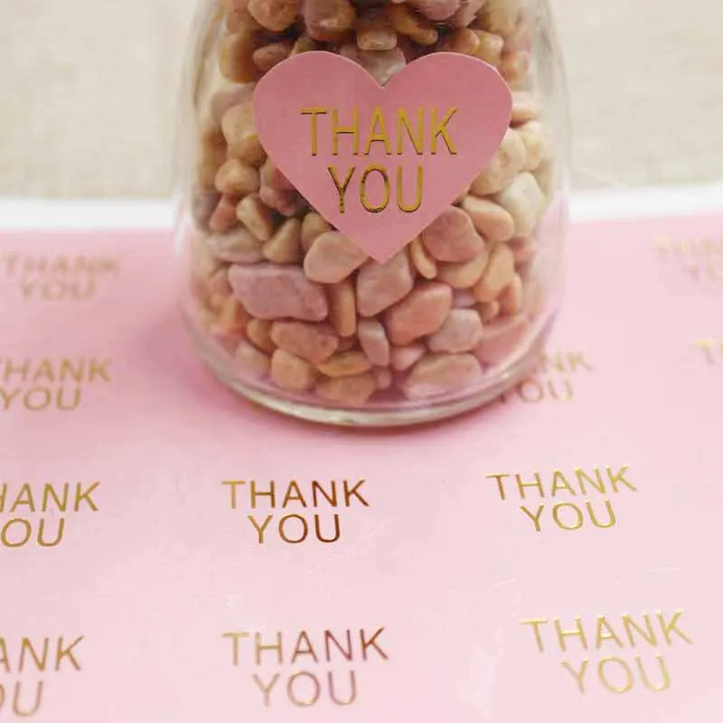 100pcs mulit paper gold/silver foil labels DIY handmade with love self adhesive labels heart shape thanks you gift labels 33*29m