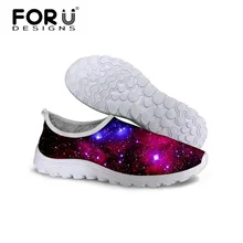 Женская повседневная обувь с принтом галактики; модная летняя пляжная сетчатая обувь; Осенняя женская обувь для отдыха на плоской подошве; дышащая обувь без застежки; zapatos mujer