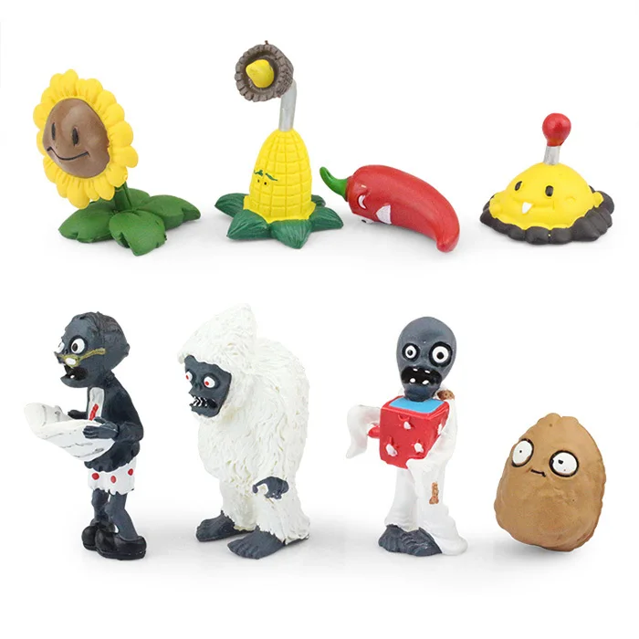 

8pcs/set Hot game PVZ Plants vs Zombies Toys SunFlower Potato Mine Jalapeno Zombie Yeti PVC Action Figures Dolls