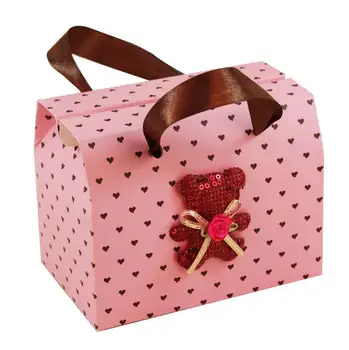 

Free Shipping 20pcs/lot Pink Teddy Bear With Ribbon Candy Cox/ Snack Cox In Wedding Or Birthday Party