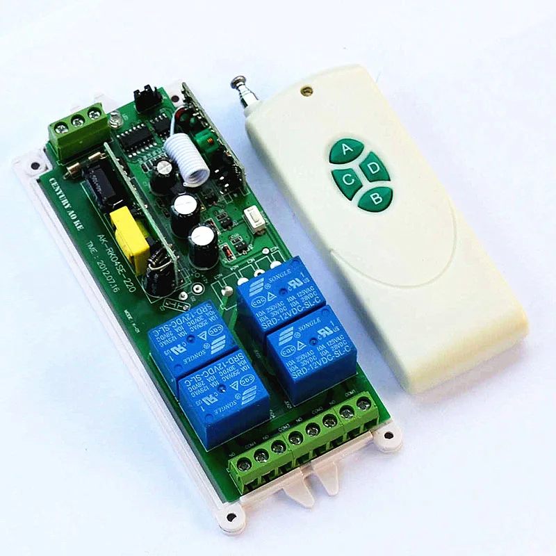

AC 85v~250V 4CH RF Wireless Remote Control Relay Switch Security System Garage Doors or Electric Doors 1 x Receiver&1x Transmit