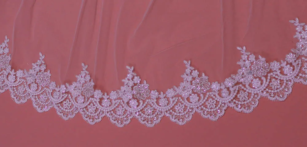 High Quality 2 Meters Sparkling Sequins Lace Wedding Veil 2M One Layer Soft Tulle Bridal Veil with Comb Voile Mariage 2019 Veu High Quality 2 Meters Sparkling Sequins Lace Wedding Veil 2M One Layer Soft Tulle Bridal Veil with Comb Voile Mariage 2019 Veu