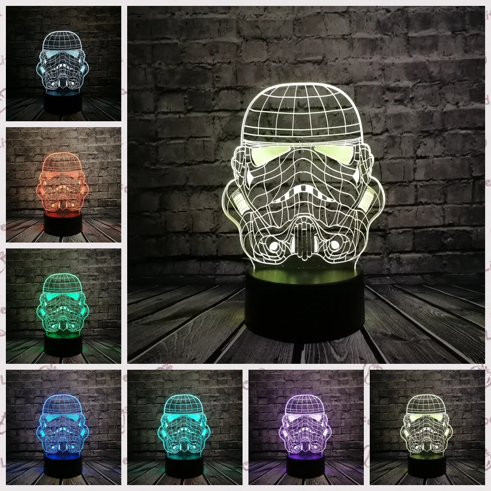 

2019 NEW 3D Lamp Death Star War R2D2 BB-8 Darth Vader Stormtrooper Knight LED Table NIGHT LIGHT Multicolor Cartoon Toy Luminaria