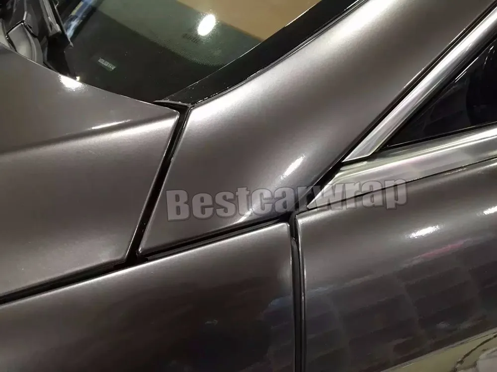 Dark grey gunmetal Glossy metallic car wrapping film mid night candy vhicle boat plane covering styling skin Foil 3m 1080 arlon Graphic (25)