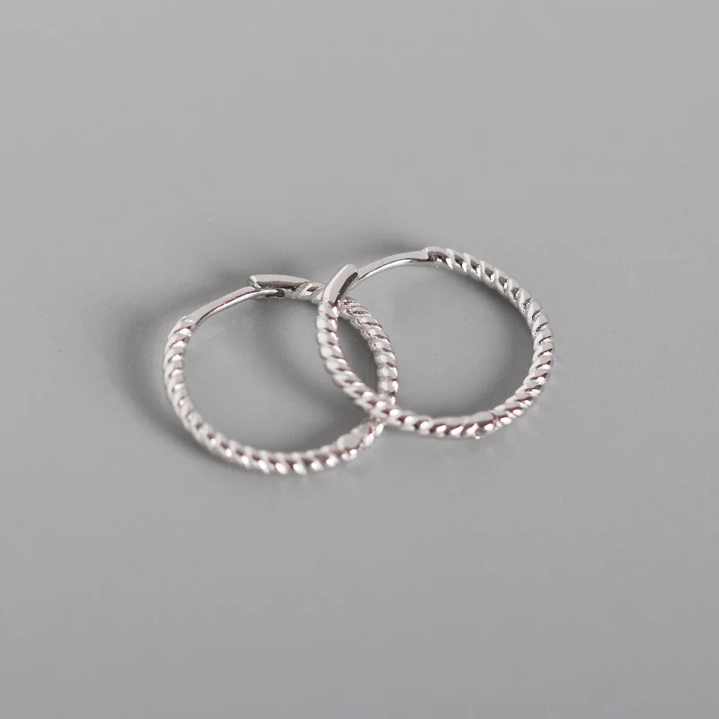Silver Plated-15mm OLOEY, серебряные круглые серьги-кольца из натуральной 925 пробы для женщин, простые геометрические витые серьги, корейские ювелирные изделия YME469 - Цвет камня: Silver Plated-15mm