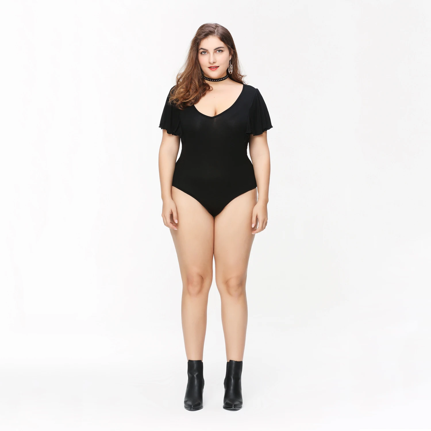 flutter sleeve swimsuit plus size