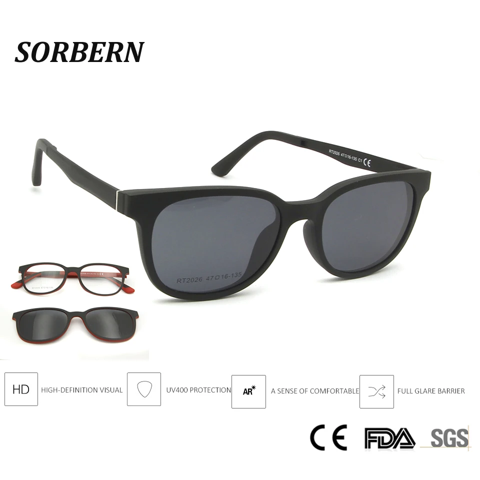 

SORBERN Children High Quality Ultem Eyeglasses Frames Kid Polarized Sunglasses Magnet Clip On Lens Sun Glasses For Boys Girls