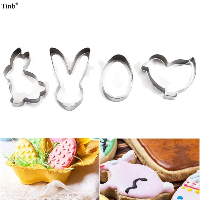 

4pcs/set Stainless Steel Easter Cookie Cutter Biscuits Easter Egg Rabbit Cookie Stamps Bakeware Fondant Cutter Mold Baking Tools