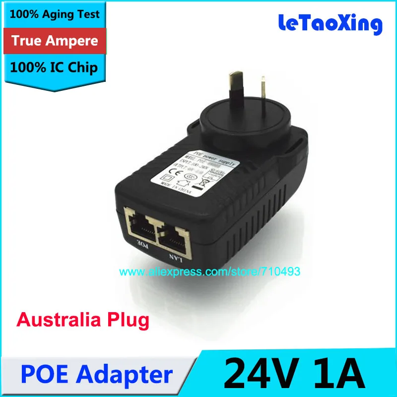 Australia AU Plug DC 24V 1A POE Injector Power Adapter Supply for CCTV