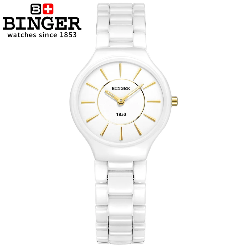Швейцария люксовый бренд женские часы Бингер керамические кварцевые Наручные часы Любители моды стиль водостойкой Часы B8006-6 - Цвет: Item 1