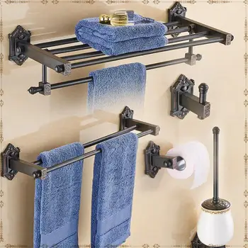 

Antique ORB Brass Carved Bathroom Accessories Set Solid Brass Bath Hardware Sets Towel Rack,Paper holder Toilet Brush Holder