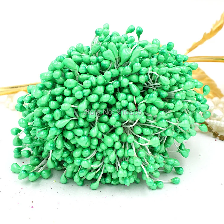 

Free shipping 900pcs/lot 5mm light green color Double heads pearl flower stamen floral stamen cake decoration craft DIY