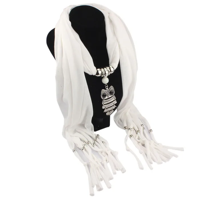 Autumn Scarf Women Necklace Scarves Luxury Owl Pendant Jewelry Tassels Scarf Winter Ladies Shawl Wraps Pashmina Bandana#LR10