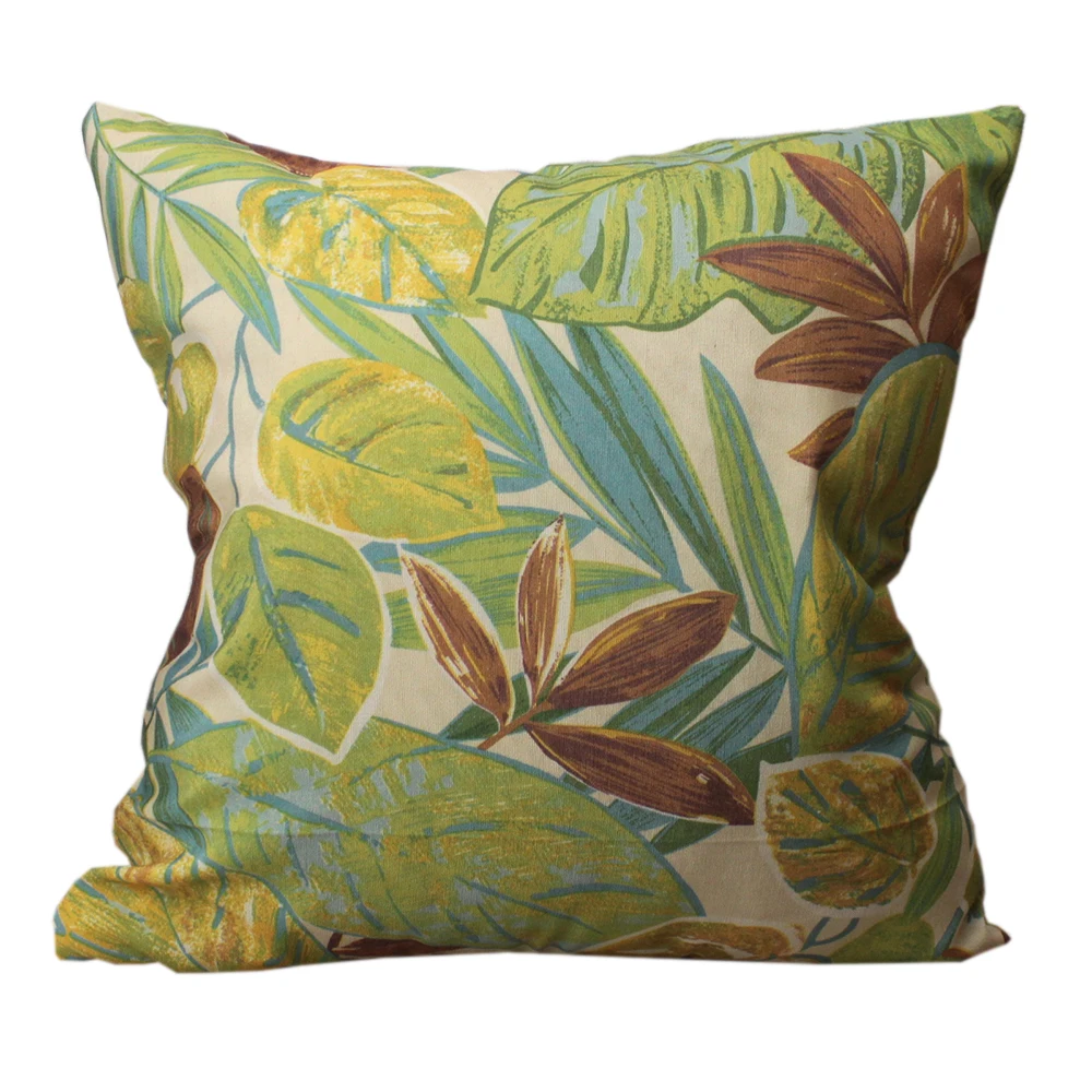 Curcya Summer Green Leaves Cushion Cover Japanese Banana Leaf Throw