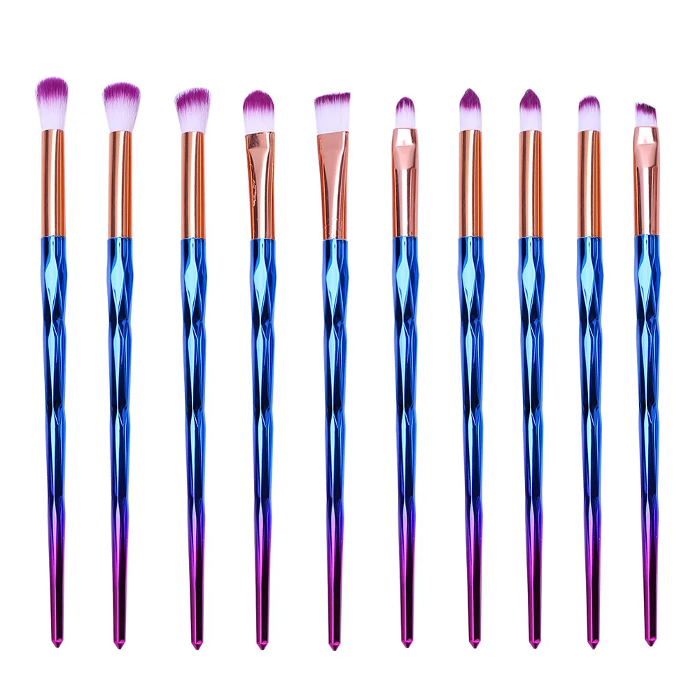 

Makeup Brush Rainbow Makeup Brushes Set 10pcs Rhinestone Tools Pro Powder Foundation Eye Lip Concealer Face colrful Brush Kit