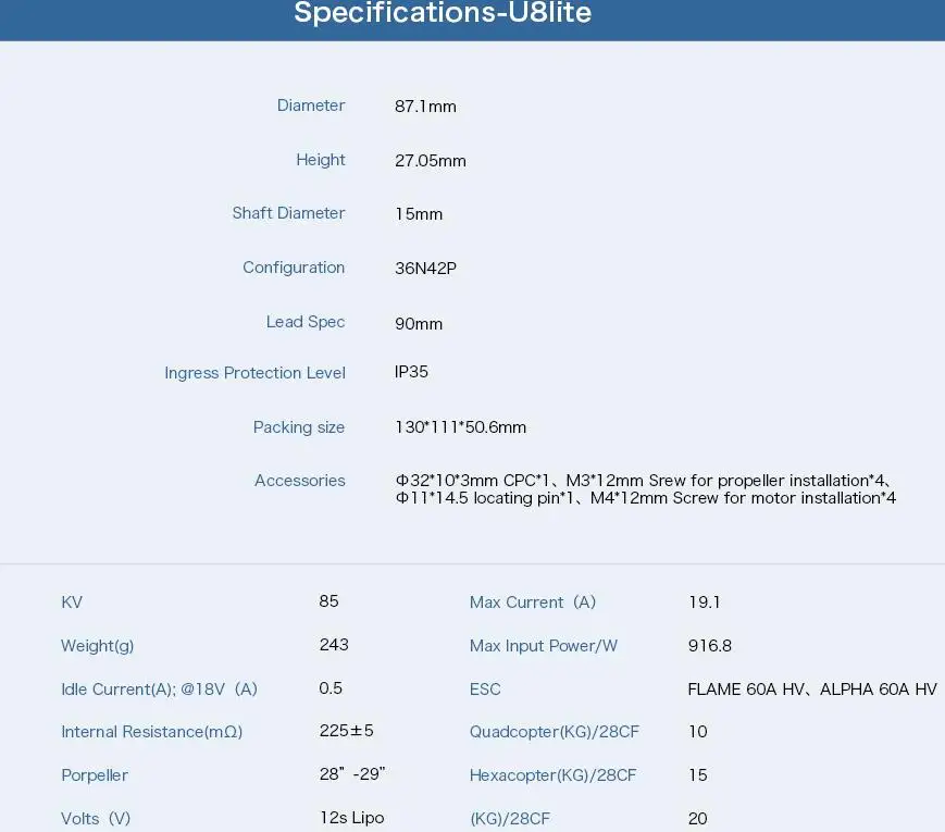 T-двигатель Сверхлегкий U8 Lite KV100 KV150 KV190 Серебряный обмоточный бесщеточный двигатель для самолета