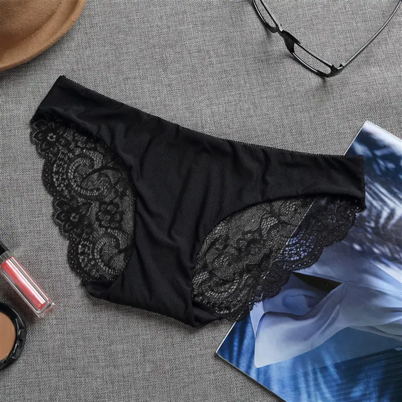 Plus Size Ultra-Thin Seamless Briefs Ladies Breathable Cotton Panties Women Transparent Lace Underwear Women Ice Silk Sexy Panty (11)