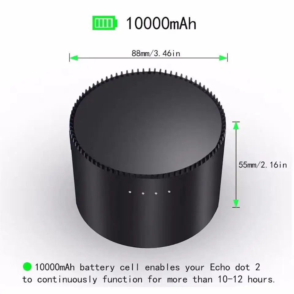 Portable Battery Base for Amazon Echo dot 2 Intelligent 10000mAh Battery Charging Cradle Echo Speaker Stand USB Output