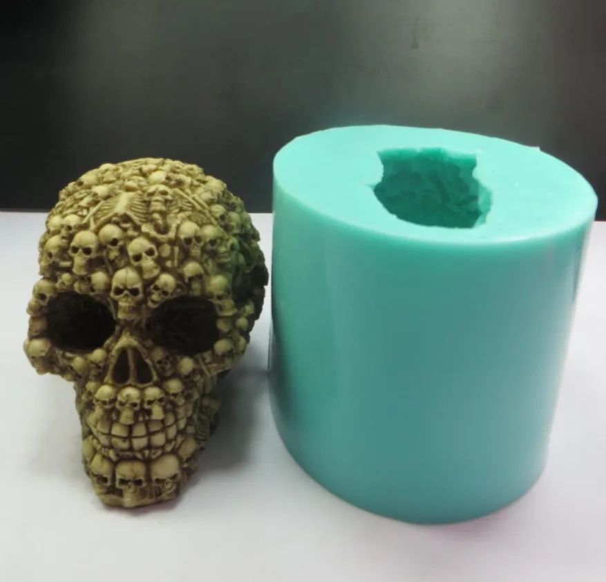 QT0005 силиконовая форма в виде черепа, силиконовая форма для мыла с множеством маленьких черепов, 3d форма для свечей ручной работы, силиконовая форма для пищевых продуктов