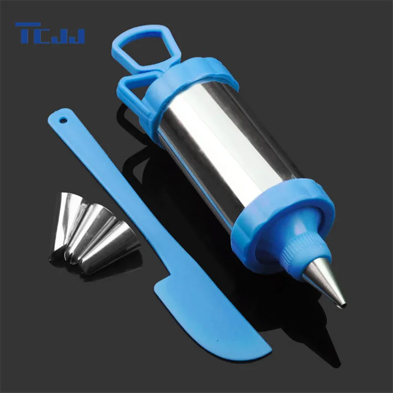 

DIY Cake Pastry Pen Syringe Decorating Tools Kitchen Stainless Steel Icing Piping Cream Syringe Tips Cake Pastry Pen Bag
