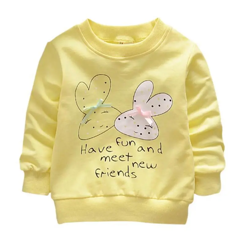 Зимние теплые милые рубашки для маленьких девочек с капюшоном хлопковые повседневные топы с длинными рукавами на весну и осень - Цвет: Цвет: желтый