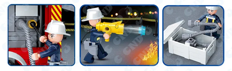 343 шт., модель пожарного отдела, машина, струя воды, кирпичные строительные блоки, строительные наборы, классические игрушки, развивающий подарок