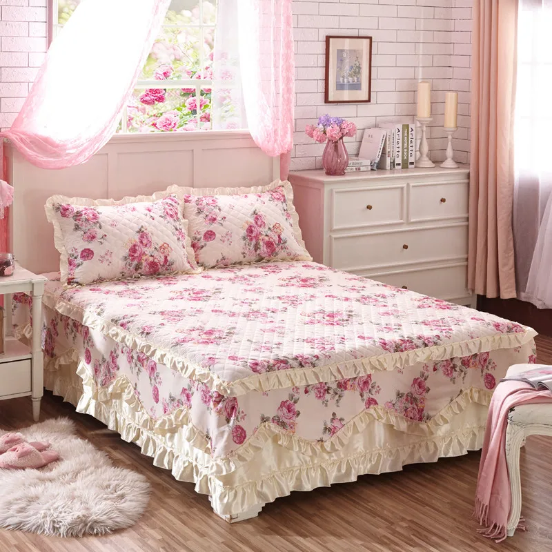 New Korean bed skirt set thicken bed cover sheets bed 100cotton