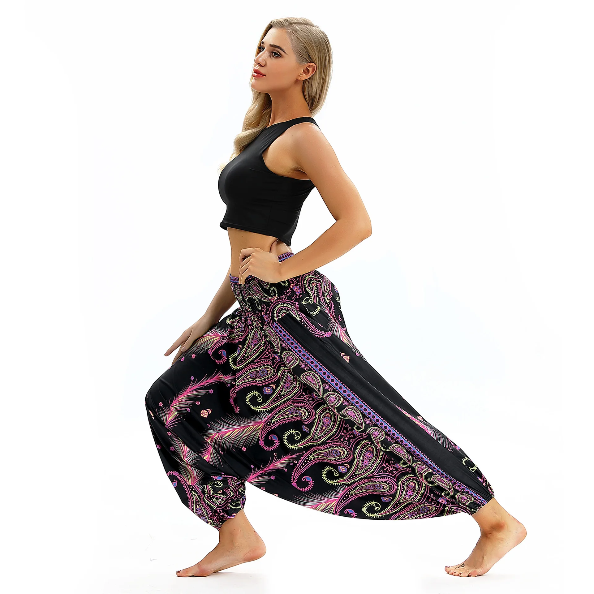 Print women casual fitness Yoga leggings lounge nepal pant Bloomers Indian Thailand wide leg loose pants beach wear Harem Pants