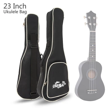 

23 Inch Black Portable Ukulele Bag Soft Case Cotton Waterproof Bag Single Shoulder with Pattern