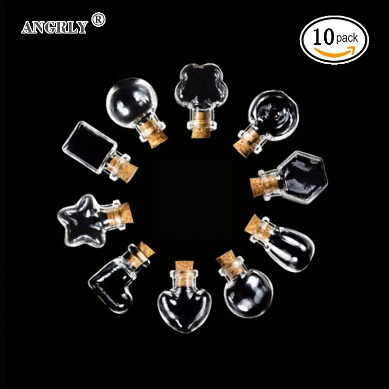 

10 pcs Bulb Shape Mini Glass Bottles Jars Cork Wish Note Craft Mini Pendant Empty Tiny Clear Wishing Message Glass Bottles Vials