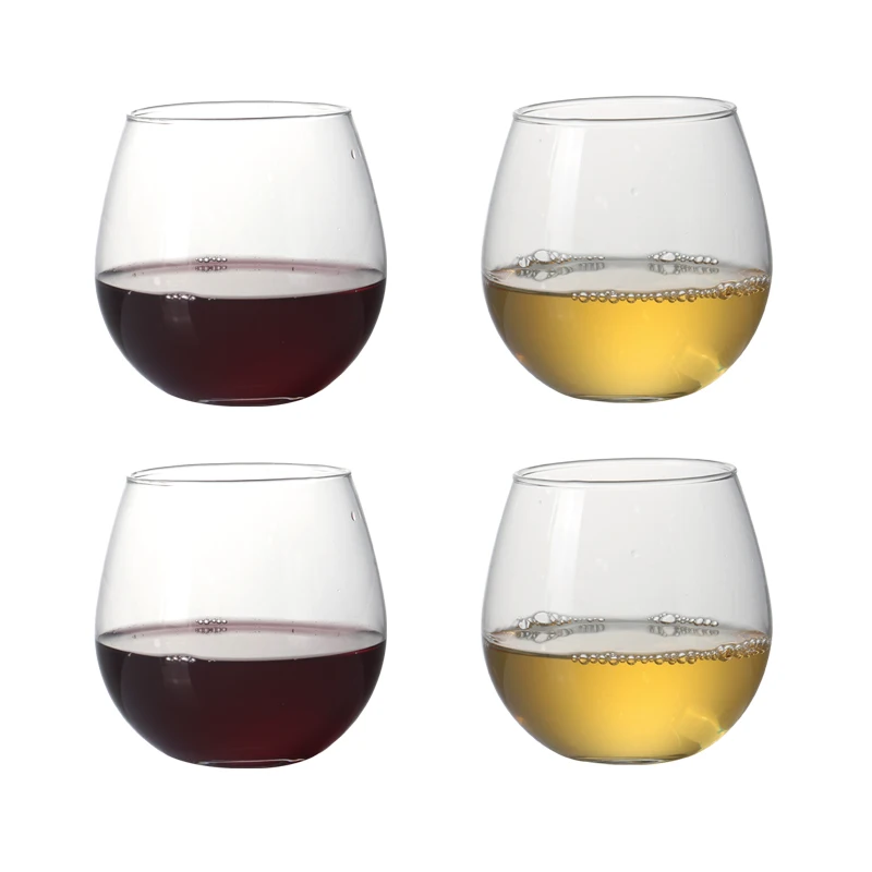 Set of 4  15 ounce stemless wine glasses lead free glass for White Or Red  wine daily use wine glass set 450ml