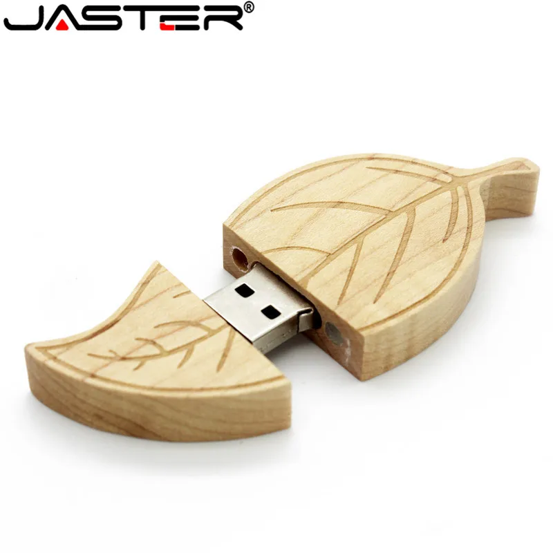 JASTER логотип персональный деревянный USB флеш-накопитель креативный подарок индивидуальный логотип листья u диск бамбуковая Флешка 4G 16GB 32GB 64GB горячая распродажа