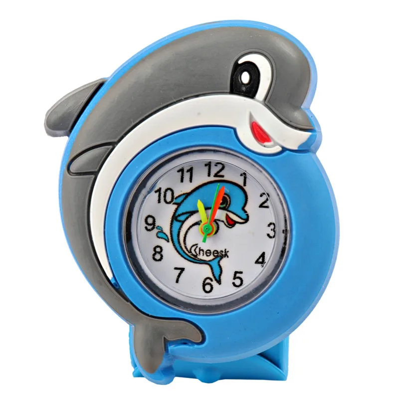 Детские часы с рисунком дельфина, Силиконовые кварцевые часы, 3D милые детские часы для девочек и мальчиков, спортивные наручные часы, детские часы, рождественский подарок