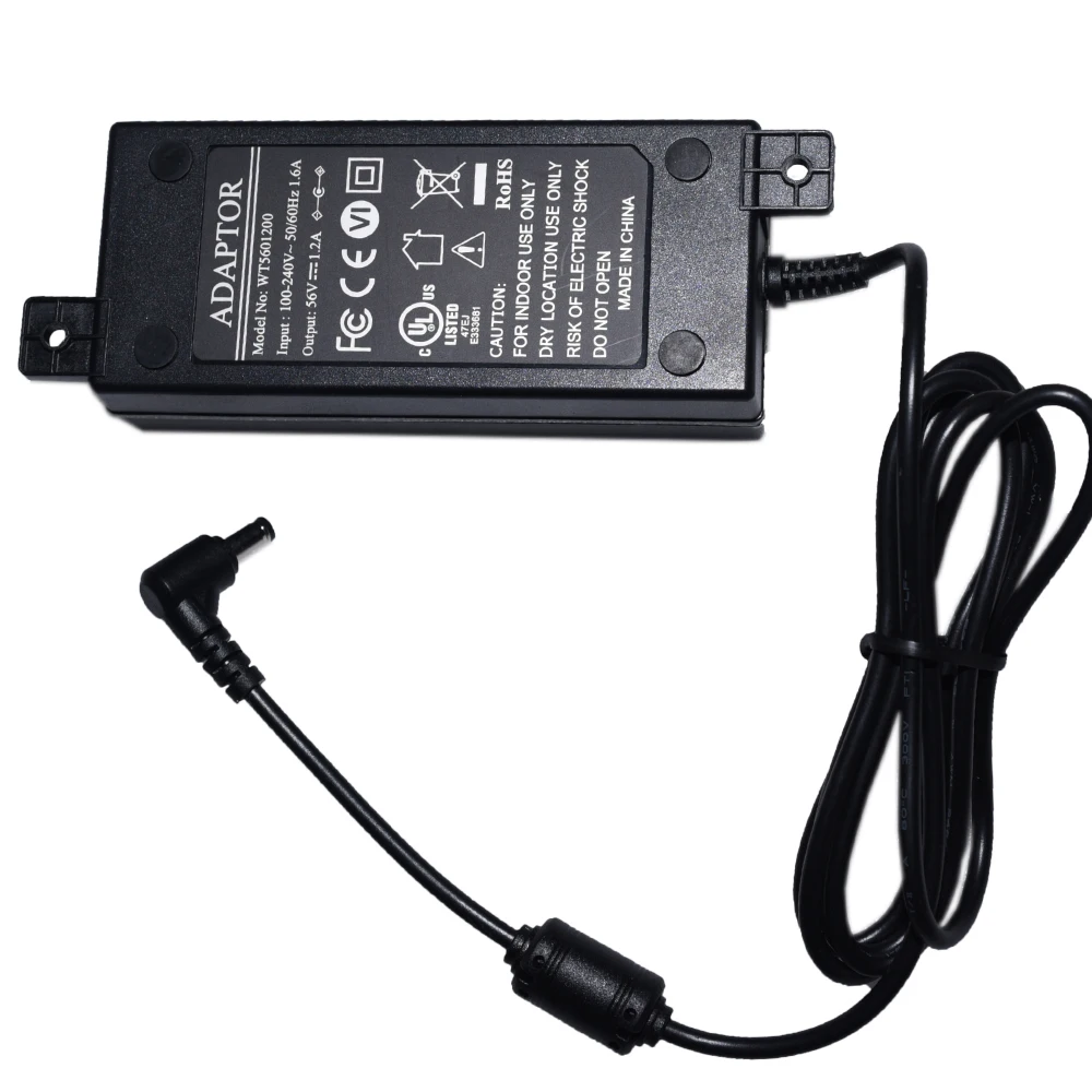 

56 volt 60 watt power supply for PoE injectors with 2.1mm connector and UL and FCC approvals Power Cord for your choice