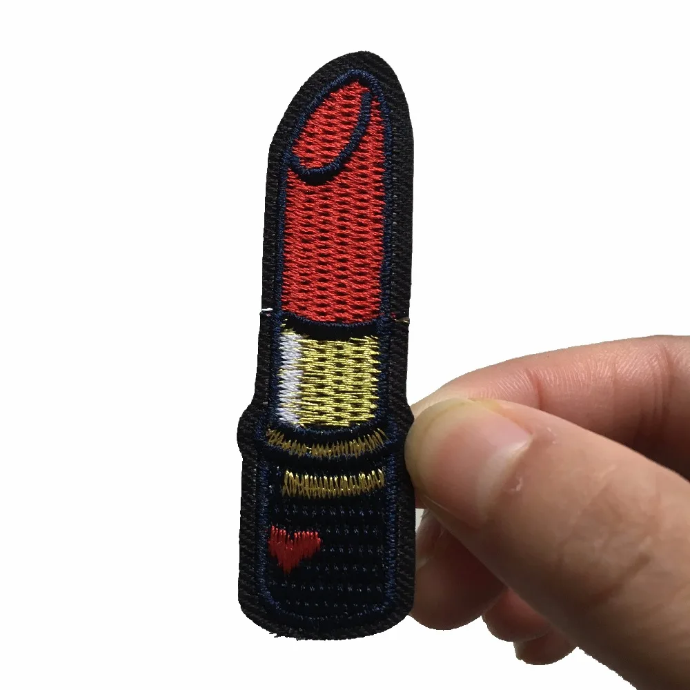 

20 Pcs/lot Small Lipstick Embroidered Patch Design DIY Badge Repair Iron on Accessory Decoration Applique Embroidery Patches