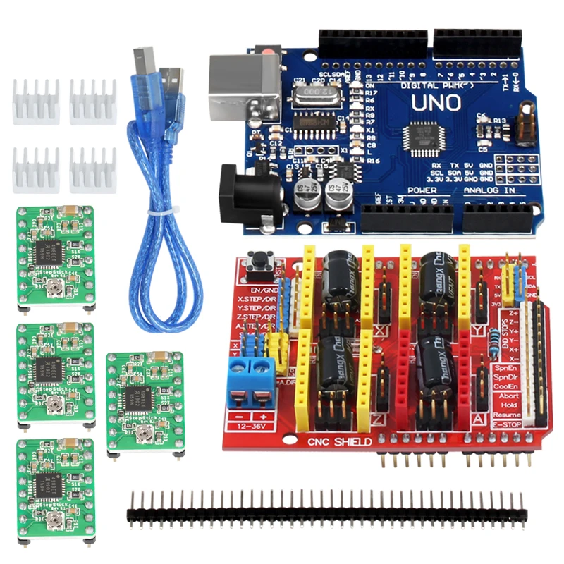 3d принтер комплект материнской платы A4988 драйвер щит с ЧПУ Плата расширения+ UNO R3 CH340+ a4988/8825 водитель