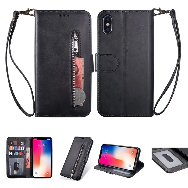 Flip Leather Wallet Case Cover Imitation Cowhide Zipper Card Slot For iPhone 13 12 11 Pro Max XR XS MAX X 6 6S 7 8 Plus SE2020 11 phone case
