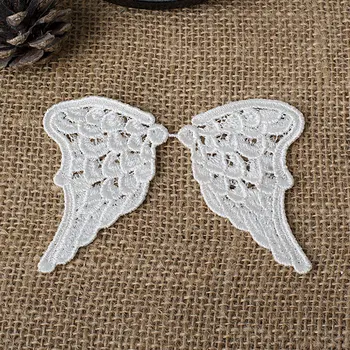 

10Pairs Angel Wings Lace Appliques Vintage Off White Venice Small Lovely Lace Patch Embroidery DIY Clothing