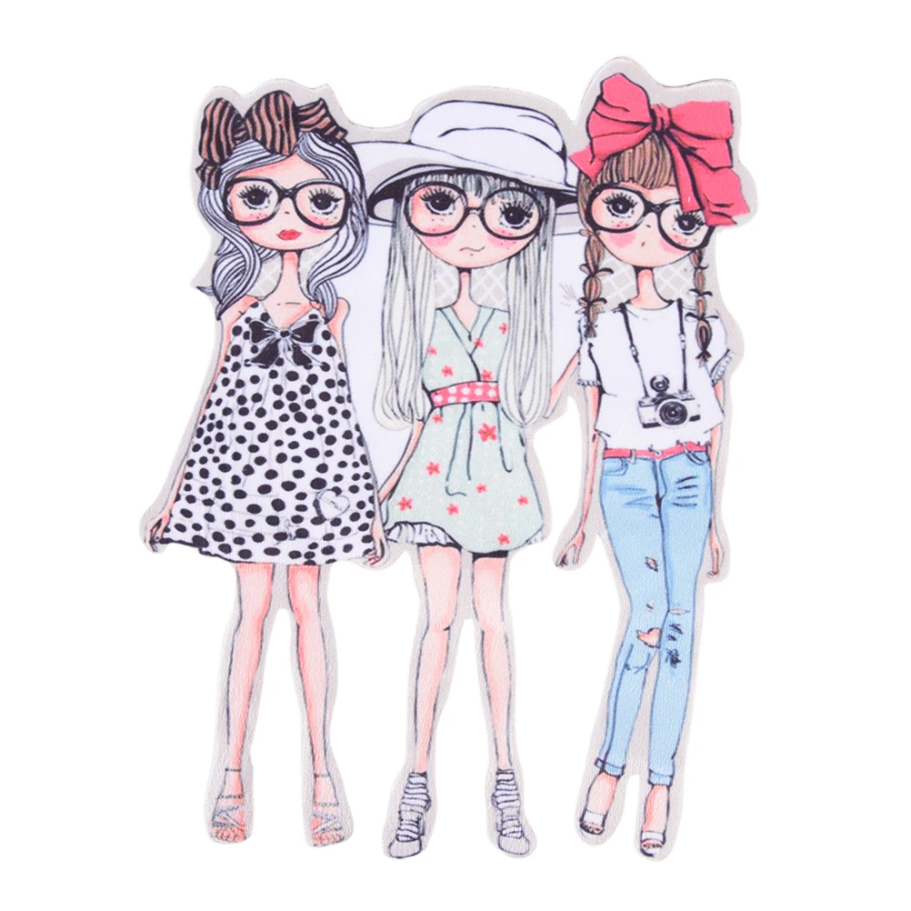 

Fashion Girls Pattern Printing Patches For Clothing Iron On Patch Diy T-shirt Application For Clothes Heat Transfer Stickers