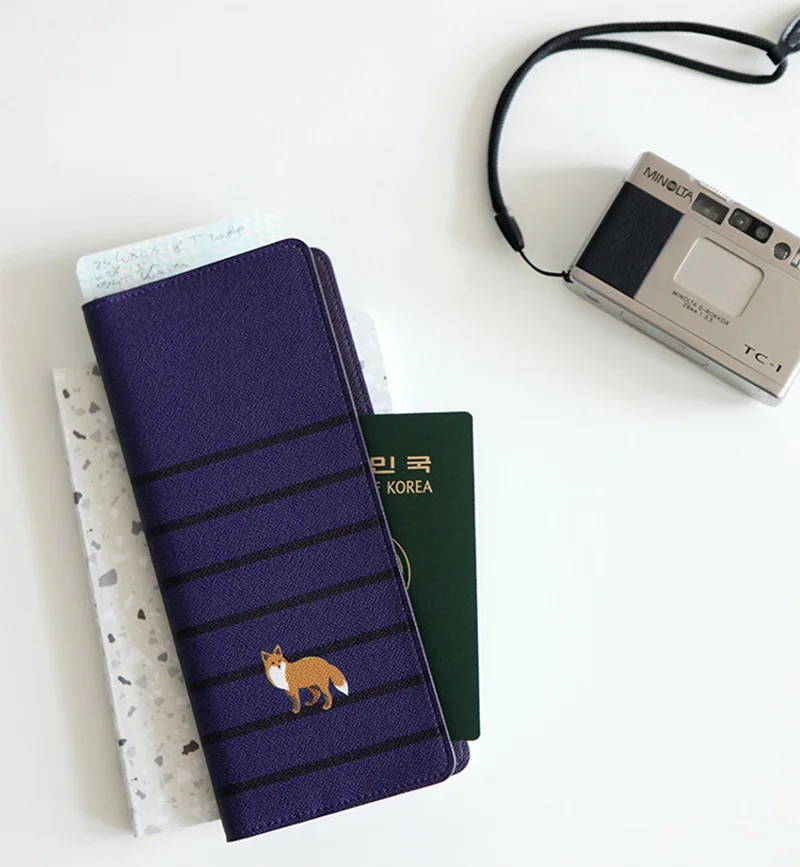 Passport Cover Lovely Animal Travel Foldable ID Holder Long Section Passport Clip Flight Bit License Wallet Sets Bag PC0063 (7)