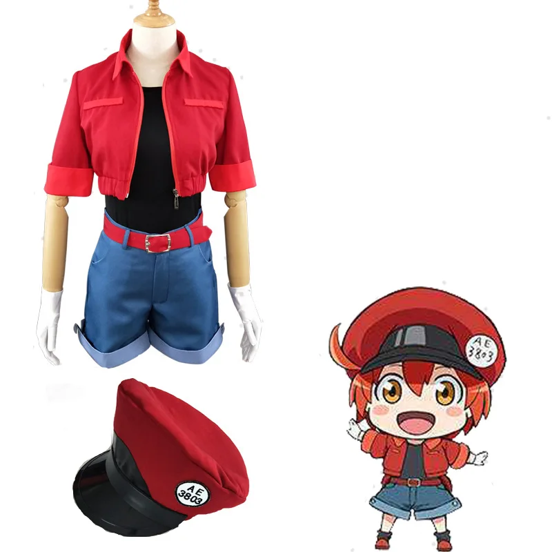 

Hataraku Saibou Anime Cosplay Costume Erythrocytes AE3803 Cosplay Women Cells At Work Costume Full Sets Hat Socks Bag