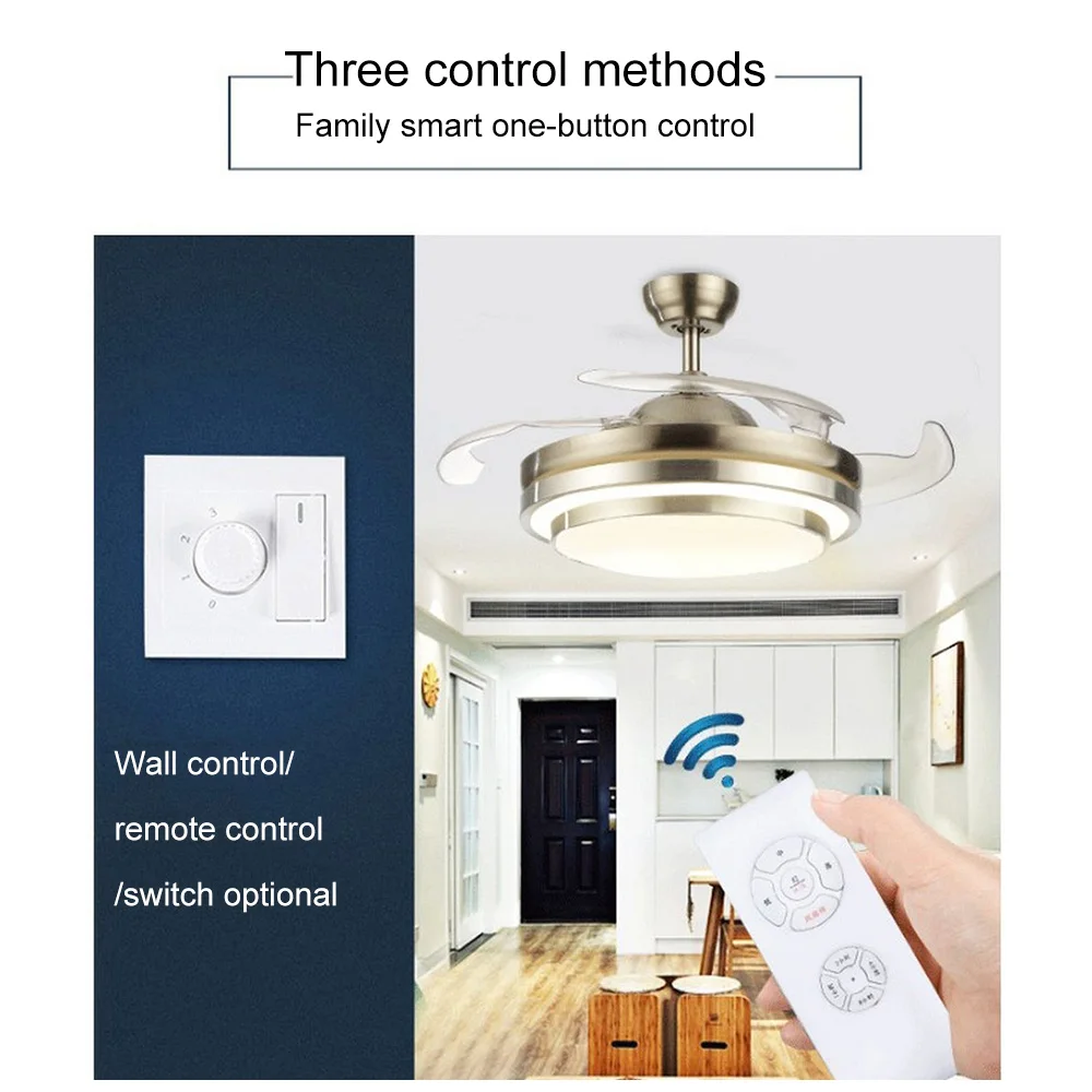 220v 42 Inch Silver Golden Modern Ceiling Fan Remote Control
