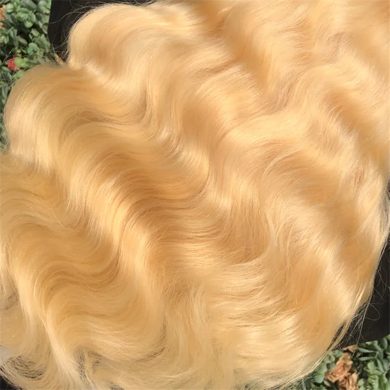 ALITOP Body Wave 613 paquetes con Peluca de cierre Pre desplumado 13X6 Blonde encaje frontal pelucas de cabello humano brasileño cabello Remy