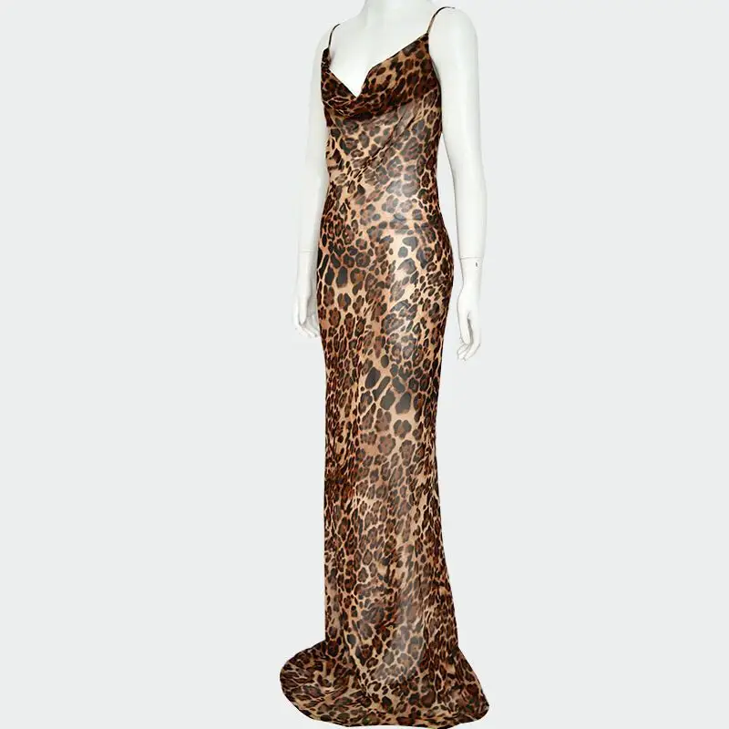 Леопардовое платье для ночного клуба на бретельках, сексуальные платья знаменитостей с открытой спиной, женский наряд для дня рождения, одежда для сцены для певцов DNV10958 - Цвет: Leopard