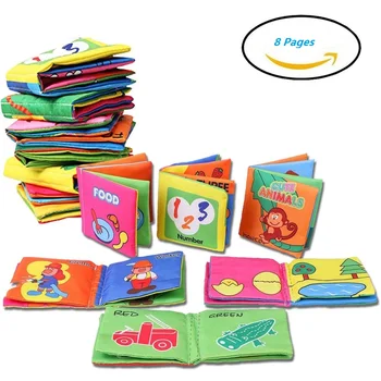 

8Pages Soft Cloth Book Cartoon Baby Learning Animal Fruit Vegetable Numbers Cognition Toy Infant Early Educational Cognize Books