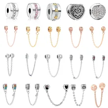 Envío Gratis 2018 nuevo camino luminoso mickey bow cinta cadena de seguridad clip cuenta encaja Pandora encanto pulsera y collar mix070(China)